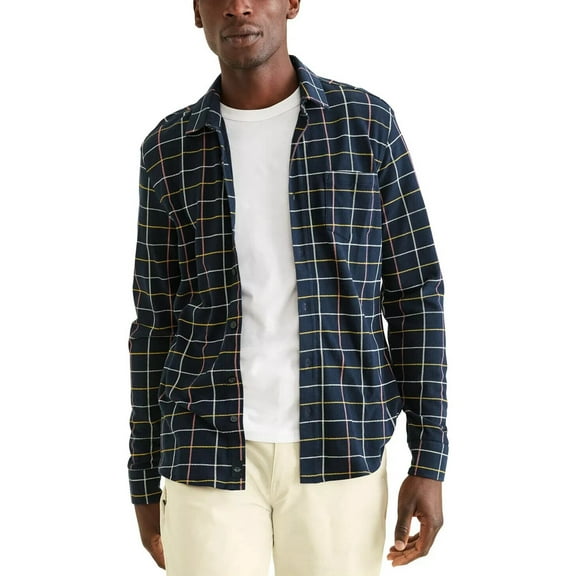 DOCKERS Men Slim-Fit Alpha Smart 360 Flex Stretch Check Button Shirt Size S $79