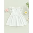 thumbnail image 4 of xiaxaixu Robe de Bébé Fille Sans Manches Col Rond Dentelle Patchwork Bowknot Robe d'Été A-Ligne, 4 of 9