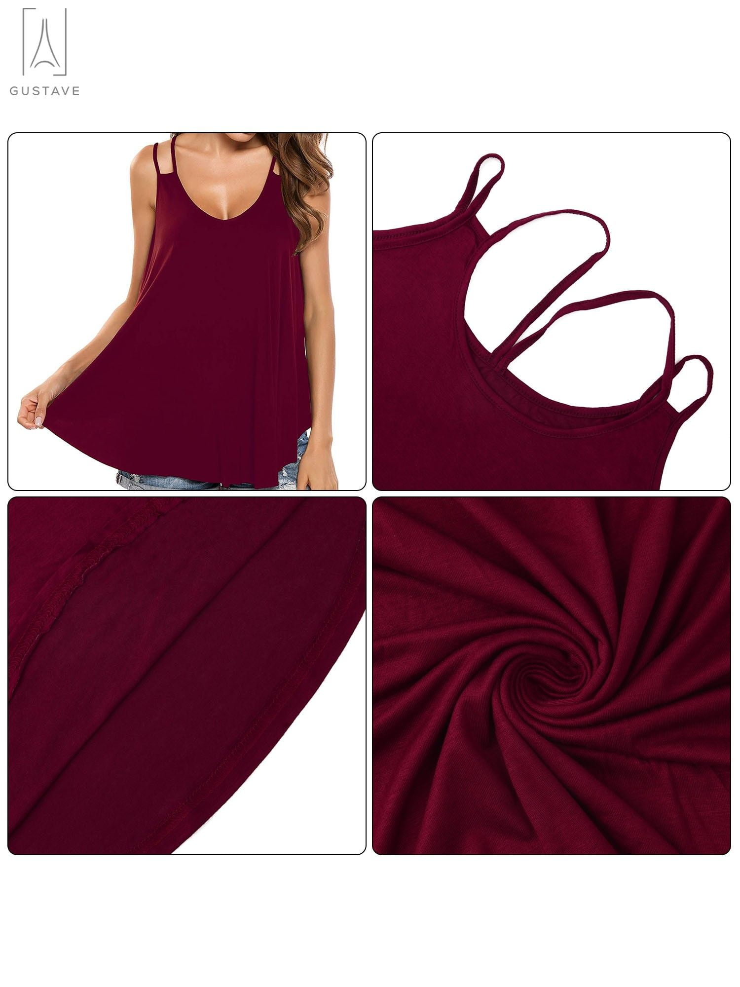 Gustave Women V Neck Lace Trim Cami Tops Spaghetti Strap