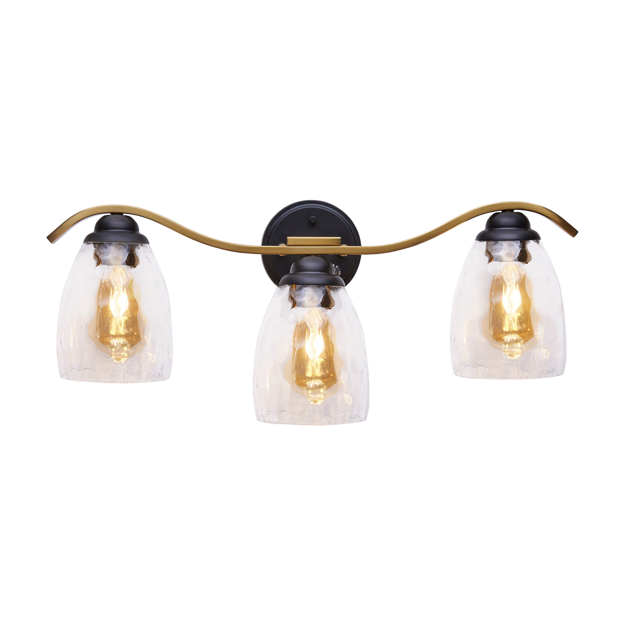 Teamson Home Heidi Dimmable 3-Light Bathroom Vanity Light, Black/Brass
