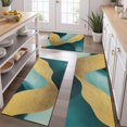 thumbnail image 2 of Teal and Gold Marble Fluid Art Pattern Kitchen Rugs Sets Of 3,Kitchen Runner Rugs Non Skid Washable,Decorative Kitchen Floor Mats for Kitchen,Sink,Laundry,17"x30"+ 17"x47" + 17"x59", 2 of 6