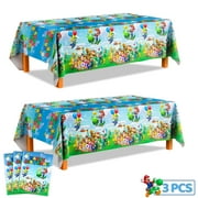 Super Mario Birthday Party Supplies - Super Mario Tablecloth, 3pcs Mario Bros Table Cover - 42.5" x 70.8", for Boys Kids Mario Brothers Birthday, Mario Theme Party Supplies