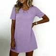 thumbnail image 3 of Sleep Wear Dress for Women New Summer Round Neck Nightgown for Women Loose Fits Pleated Short Sleeve Nightdress Soft Comfy Home Sleepdress, 3 of 9