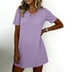 thumbnail image 2 of TaTaai Women's Summer Casual Fashion Solid Crew Neck Short Sleeve Mini Nightgown Soft Comfortable Short Dress Gift, 2 of 9