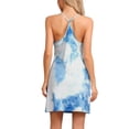 thumbnail image 3 of Camisón sin mangas para mujer Inspire Chic, pijama de noche con escote en V, espalda de nadador, vestido de noche con estampado de teñido anudado, talla XS, azul, 3 of 6