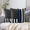 thumbnail image 6 of Thin Blue Line USA Flag Throw Pillow Covers Police Honor Law Enforcement Soft Decorative Throw Pillowcase Indoor/Outdoor Square Pillow Cover Cushion Case for Couch Sofa Bedroom Car (16in x 16in), 6 of 6