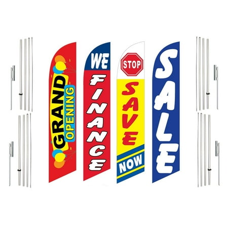 4 Swooper Flags With 4 Pole Kits Grand Opening We Finance Save Now Sale