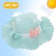 thumbnail image 4 of Sombrero de paja para mujer con circunferencia de 56-58 cm, sombrero de ala grande para playa, sombrero de protección solar con forma de mariposa y conjunto de bolsa de paja, 4 of 5