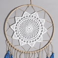 thumbnail image 4 of Atrapasueños de macramé para dormitorio: atrapasueños de pared hechos a mano con borlas, decoración del hogar con adorno de plumas y borlas, regalo de bendición artesanal (azul), 4 of 4
