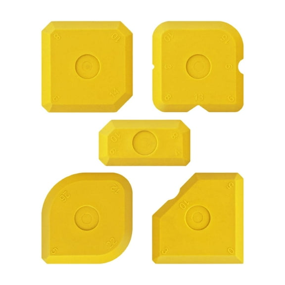 Miulika 5Pcs Caulking Tool Set Grout Wiper Professional Sealant Finishing Tool Glass Edge Trimming for Window Glass Living Room Yellow