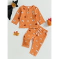 thumbnail image 2 of Biekopu Toddler Girls Long Sleeve 2PCS Pants Sets ,Pumpkin Print Button Tops Drawstring Pants Sets, 2 of 9