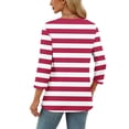 thumbnail image 3 of fatyb 3/4 Length Sleeve Tops for Women Striped Crew Neck Casual Tshirts Print Womens Loose Blouses Tee, 3 of 9