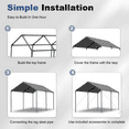 thumbnail image 5 of Grezone Carport L20 x W10 x H9.2 Ft Heavy Duty Portable Garage Car Tent All Season UV Resistant Canopy, 5 of 11