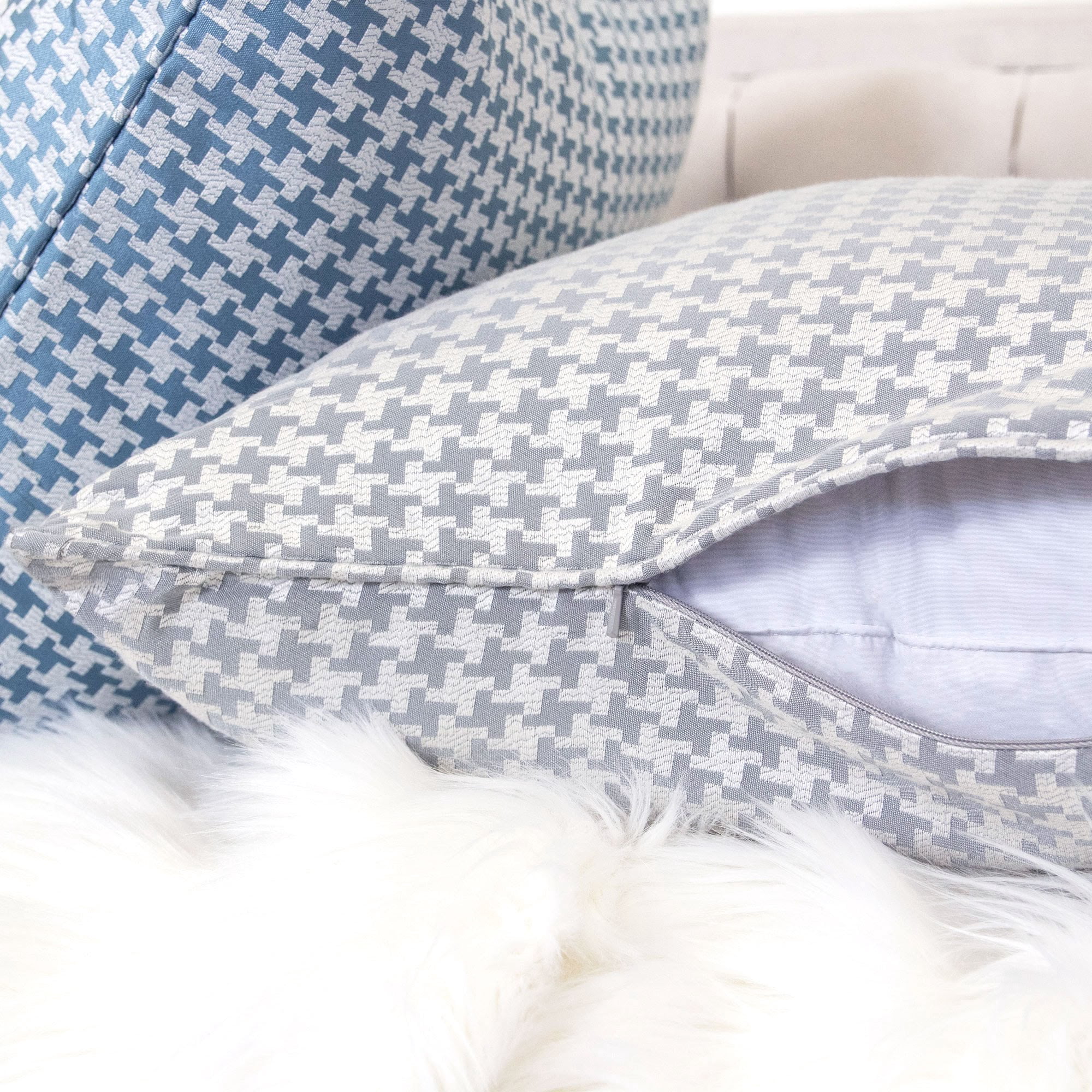 Makayla Silver Geometric Polyester 20 in. x 20 in. Throw Pillow
