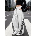 thumbnail image 5 of EMMIOL Women's Y2K Striped Baggy Sweatpants, High Waisted Wide Leg Casual Joggers with Drawstring Waist and Cuffs, 5 of 8