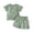 Green, variant on Girls 2 Piece Outfit Set Short Sleeve Daisy Polka Dot Print Crew Neck T-Shirt and Shorts Cotton Loose Summer Clothes