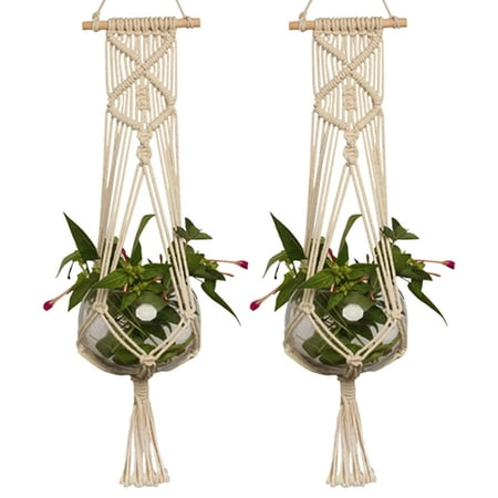 2-pack Plant Hanger, Pot Holder Macrame Planter Hanging Basket Cotton Rope Braided Craft Wall Art vintage-inspired 37