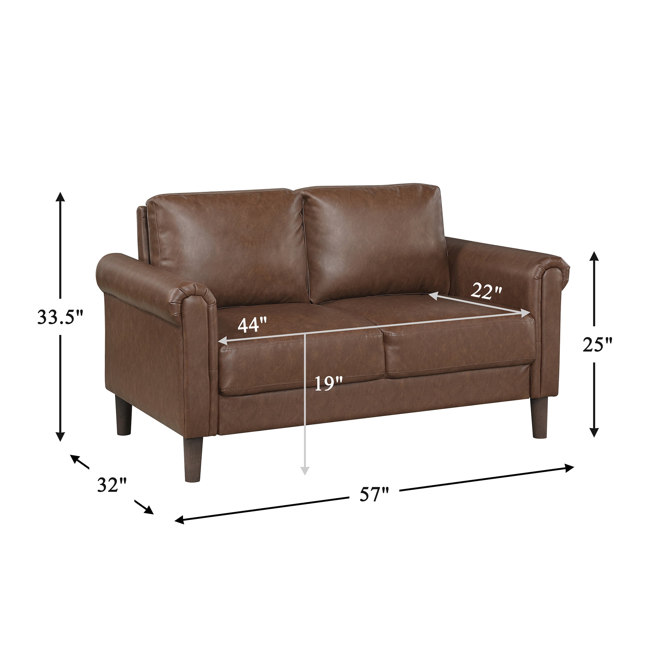 OakvillePark Marlinth Faux Leather Loveseat, Chocolate