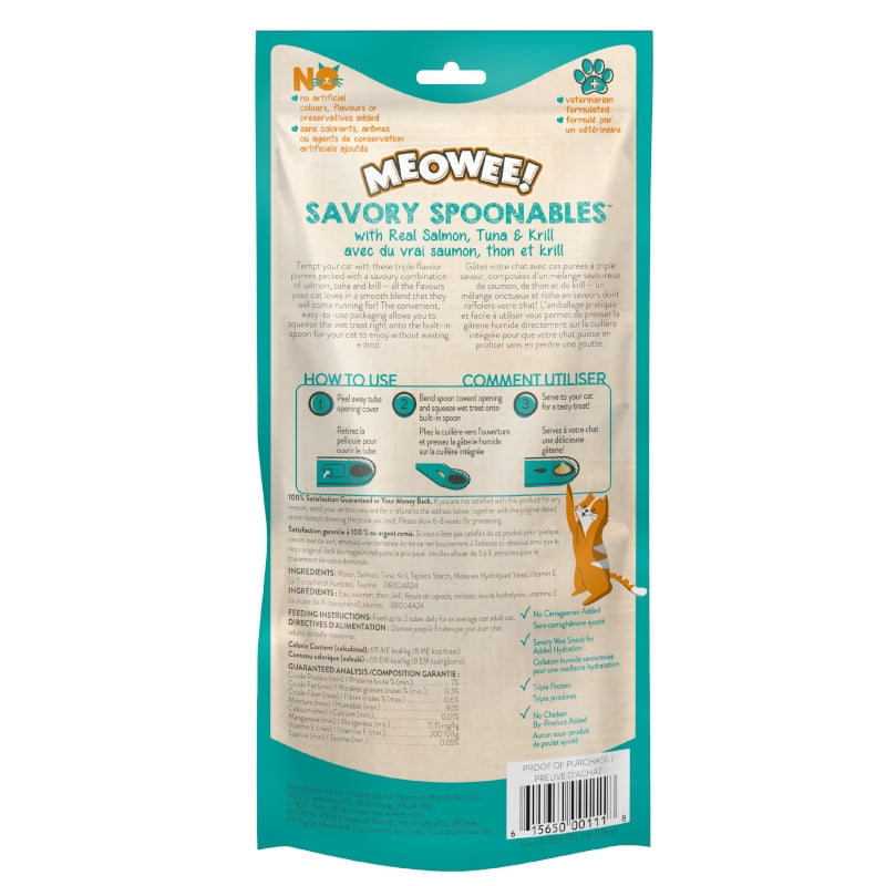 Meowee! Savory Spoonables with Salmon, Tuna & Krill, 4ct