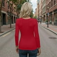 thumbnail image 3 of Vafful Womens T Shirts Long Sleeve Tops V Neck Basic Tee Shirt Ribbed Blouse Tunics for Womens Red M, 3 of 6