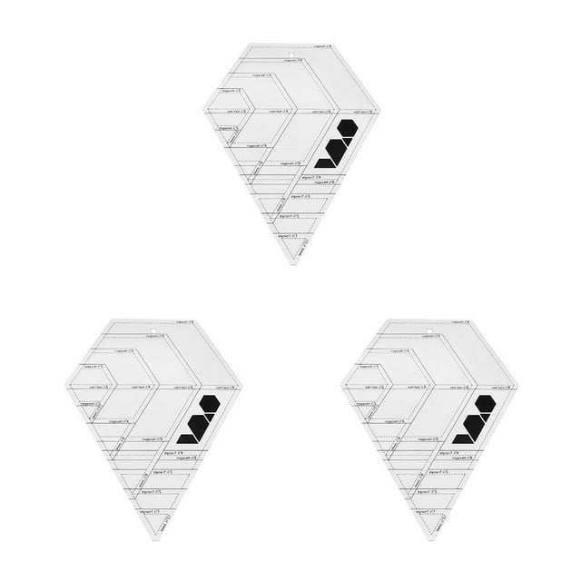 Transemion Transparent Acrylic Rulers 45 Degree Diamonds Ruler Craft Quilting Ruler Cutting Rulers DIY Handmade Tailor Supplies Diamond shape 3Set
