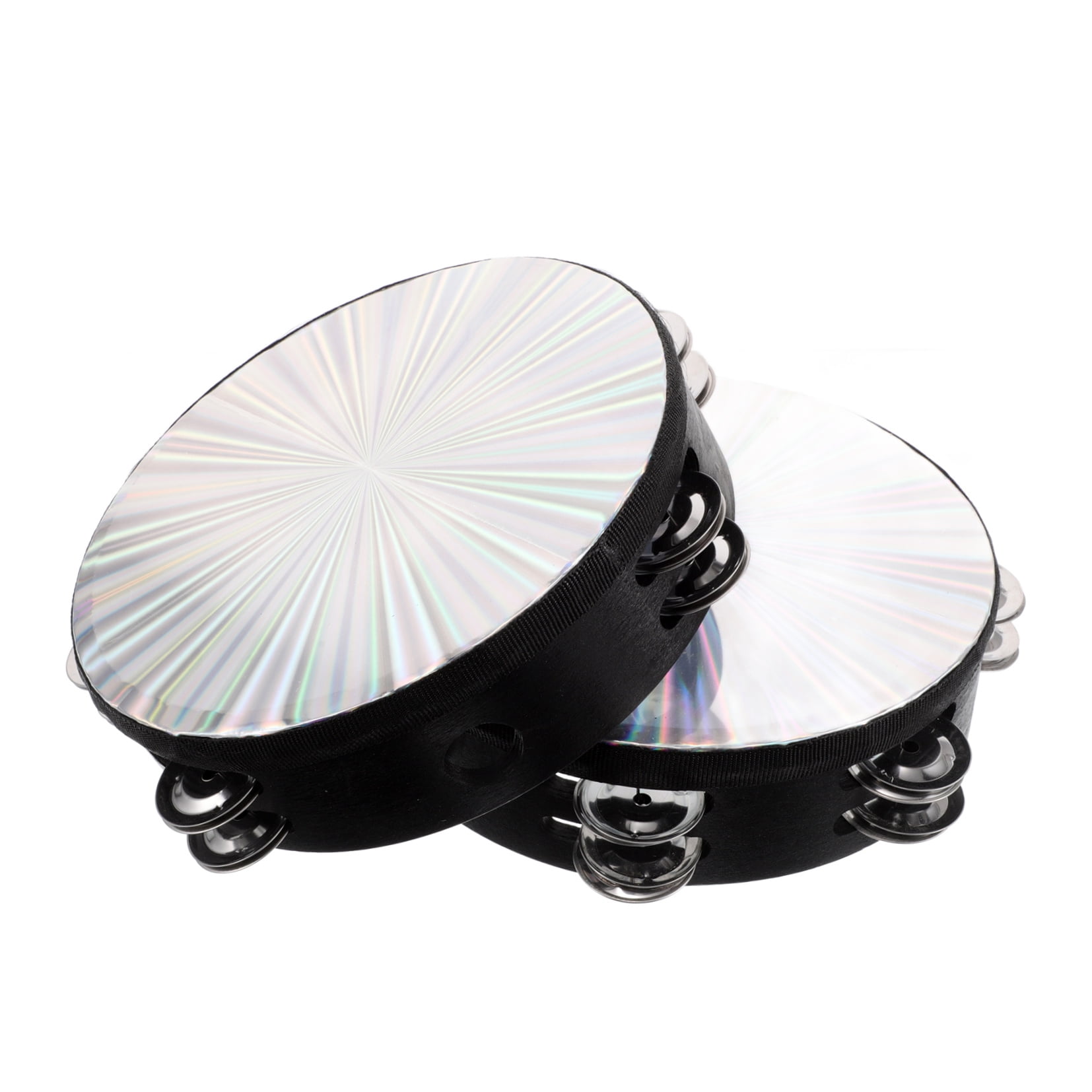 Zehuanyu 2-Pack Professional Double Row Tambourines with Bells Handheld Percussion Drum for Adults and Kids Music