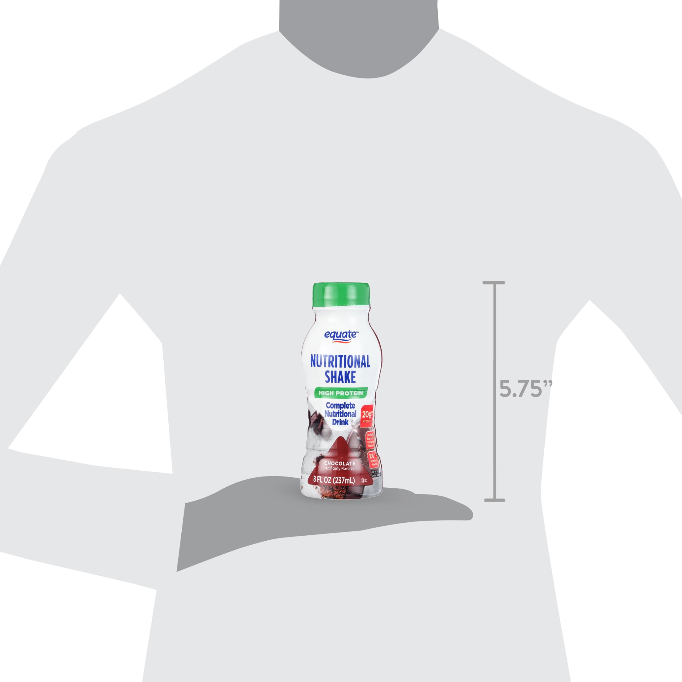 Equate High Protein Complete Nutritional Shake, Calcium and Vitamin D, Chocolate, 8 fl oz, 24 Count