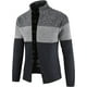 thumbnail image 1 of Chaqueta de trabajo para hombre, cárdigan informal de punto grueso con cremallera completa y cuello levantado, suéteres con bolsillos Gris oscuro con azul marino xxl ER, 1 of 4