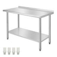 thumbnail image 1 of BeesClover Table en Acier Inoxydable pour Préparation et Travail avec Dosseret, Table de Cuisine Robuste avec Tablette et Pied Réglables pour Restaurant, Maison et Hôtel, 1 of 7