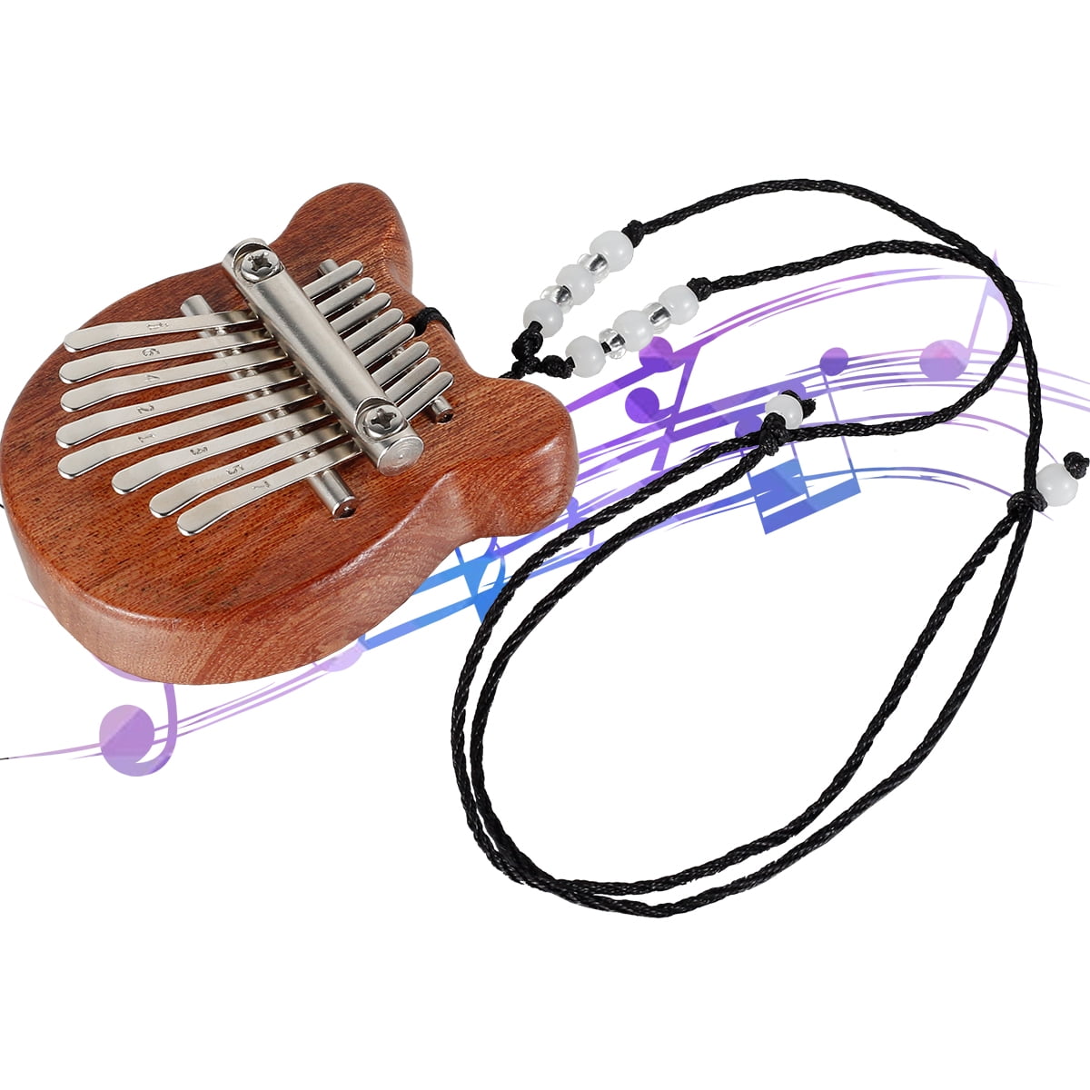 Duety 8Keys Thumb Piano with Black Lanyard(Chain) Solid Wood(Acrylic