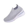 thumbnail image 2 of Miluxas Women Wide Width Breathable Walking Comfortable Slip on Sneakers,Non Slip Arch Support Slip on Shoes Gray 7(39), 2 of 9