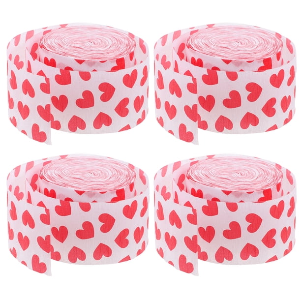 4 rollos de serpentinas de papel crepé con forma de corazón, guirnalda de papel crepé para bodas, San Valentín, fiestas, decoración romántica del hogar