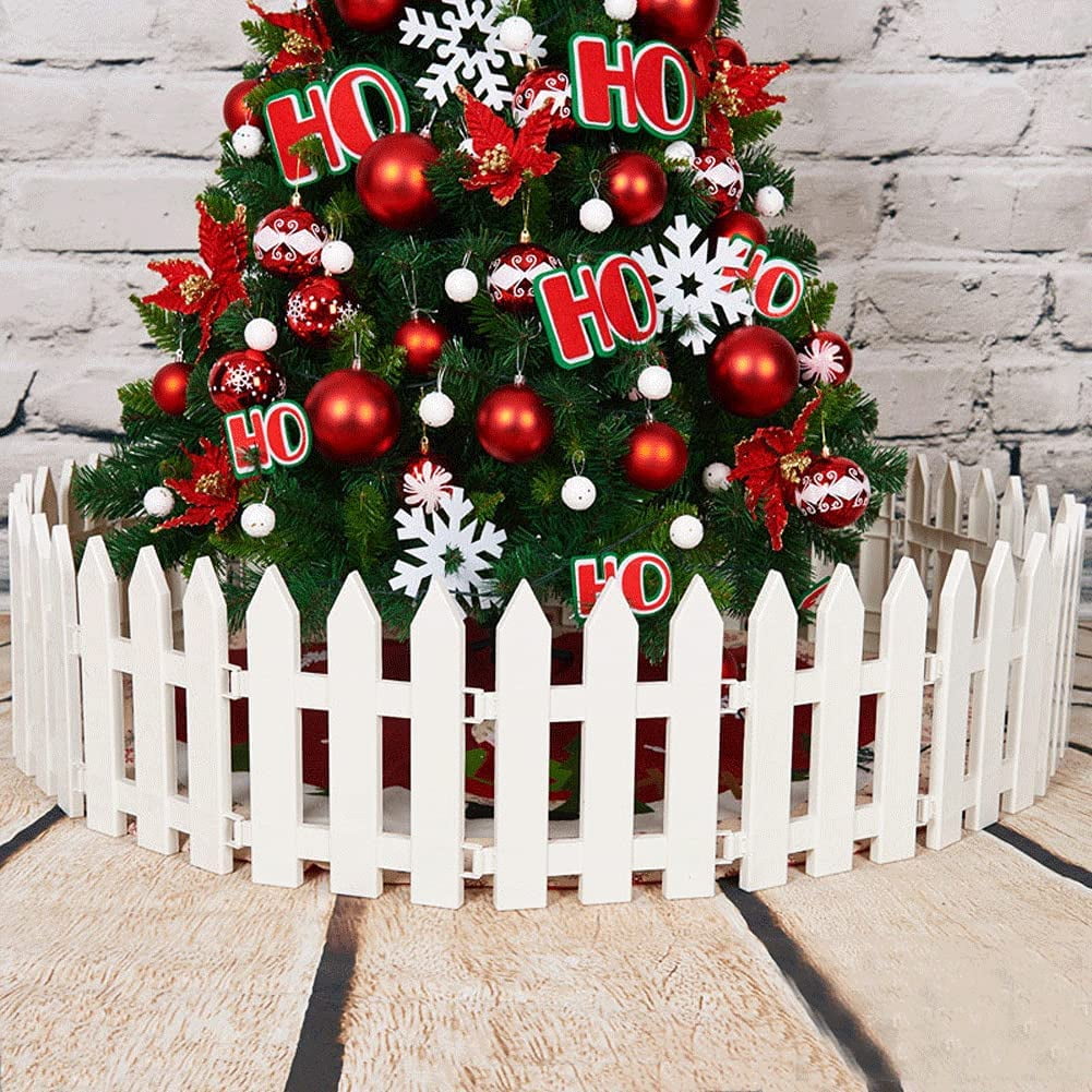 Picket Fence,25 Pieces Thick White Plastic Picket Fence Christmas Tree