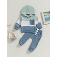 thumbnail image 3 of Baby Boys Clothes 3M 6M 12M 18M 24M 3Y Casual Long Sleeve Contrast Color Hoodies Sweatshirt Tops Pants 2Pcs Outfits Set For Kids Toddler, 3 of 10