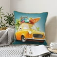 thumbnail image 6 of Kll Summer Funny Retro Car Decorative Throw Pillow Covers Velvet Soft For Couch Sofa Bedroom Living Room Outdoor -16"X16", 6 of 8