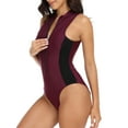 thumbnail image 4 of Haitryli Women One Piece Swimsuit Monokini Swimwear Swimming Surfing Bodysuit One Piece Unitard Burgundy XL, 4 of 5