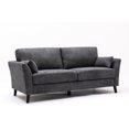 thumbnail image 2 of 77" Gray Velvet Couch With 2 Pillows, Spacious Pocket Coil Seating, Strong Wood Legs Grey Woven Fabric Couch, Accent Cushions, Relaxing Seat, Leg, 2 of 2