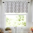 thumbnail image 2 of Shabby Chic White & Gray Trellis Clover Rod Pocket Window Valance, 2 of 2