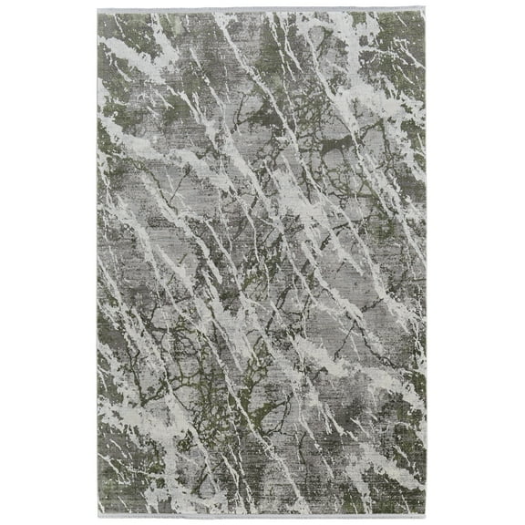 Feizy Cadiz Modern Abstract, Gray/Green/Taupe, 2'2" x 3'2" Accent Rug Sheen Bohemian & Eclectic Watercolor Design Carpet for Living Dining Bed Room
