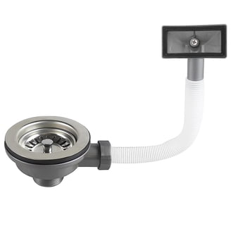 Kitchen Sink Drain Set, 114 mm Stainless Steel Kitchen Sink Strainer Basket, Drain Fitting Sink with Overflow and Flexible Overflow Pipe, Square Kitchen Sink Drain Set, 114 mm Stainless Steel Kitchen Sink Strainer Basket, Drain Fitting Sink with Overflow and Flexible Overflow Pipe, Square