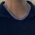 thumbnail image 2 of Men's 14K Gold Plated Miami Cuban Necklace Blue Enamel Hip Hop  Chain 20" inch x 10.5 MM Thick, 2 of 12