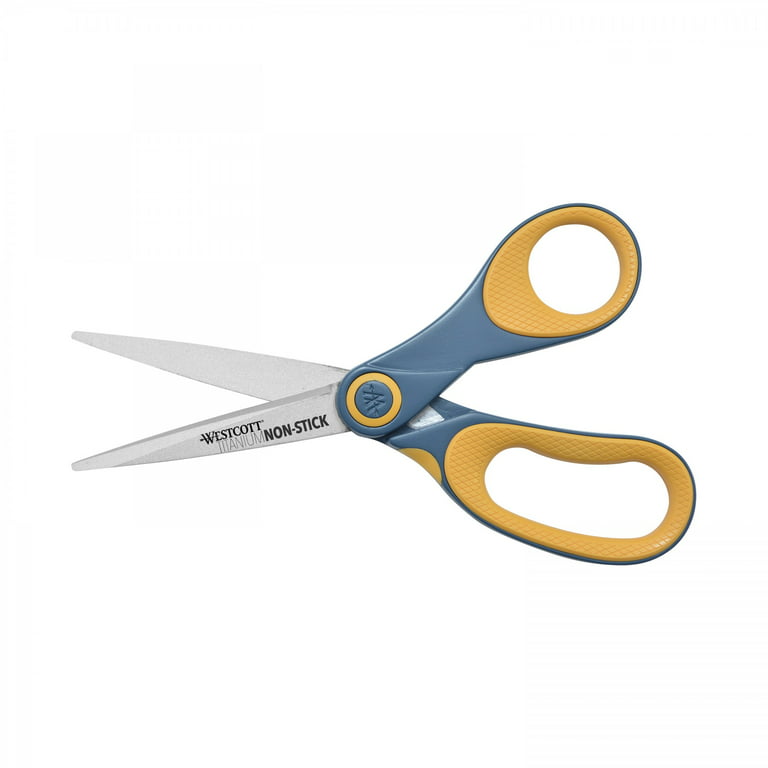 Westcott ‎14881 5-Inch Non-Stick Titanium Scissors For Office and Home,  Yellow/Gray