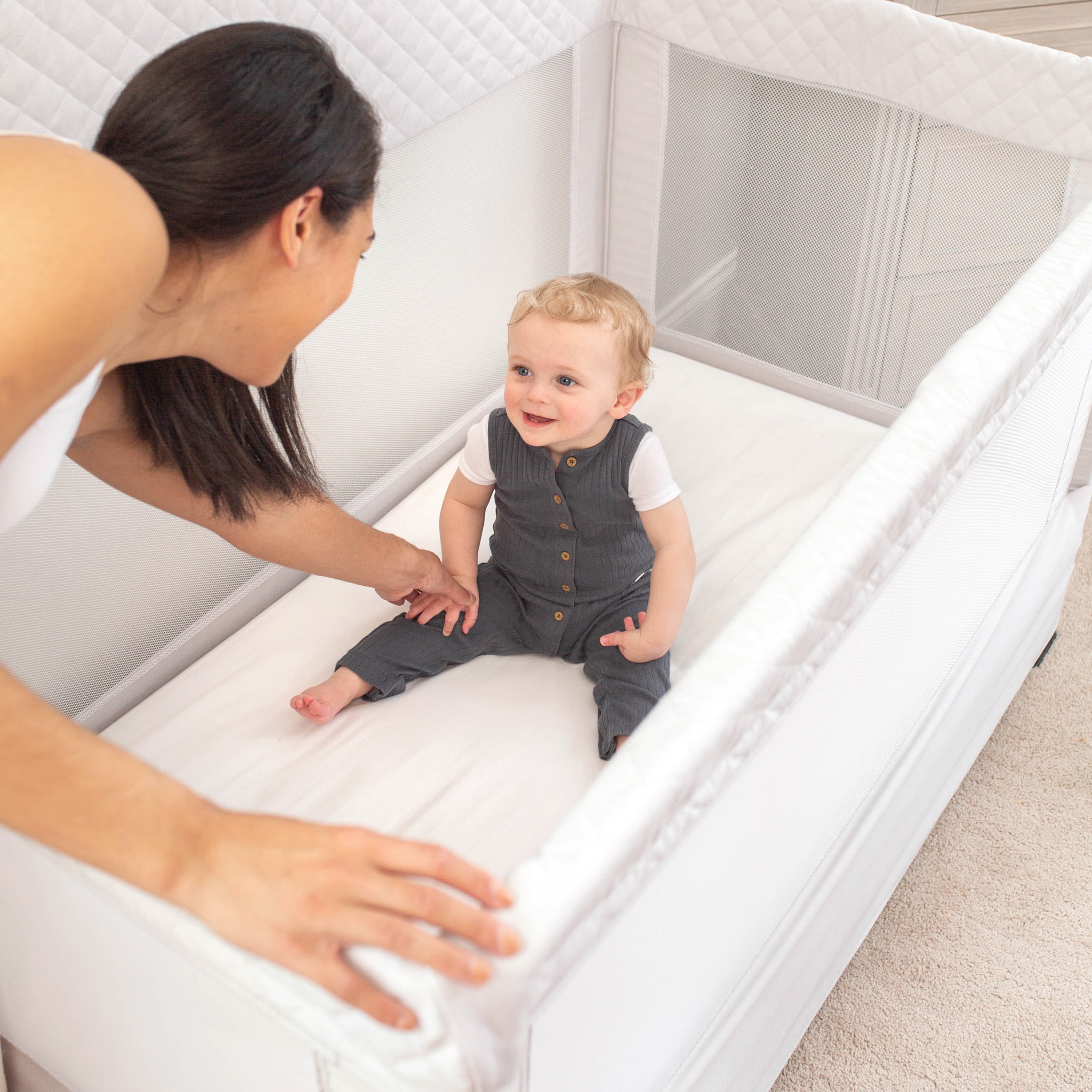 Baby Delight Lunaire Full Size Mesh Baby Crib & Playard, Driftwood Grey