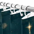 thumbnail image 4 of Small Stall Shower Curtain 48x72 Inch Narrow Half Size Christmas Trees Bath Curtains Bathroom Decor, Winter Pine Forest Gold Xmas Balls Waterproof Fabric Shower Curtain Set with Hooks 48 Inch, 4 of 8