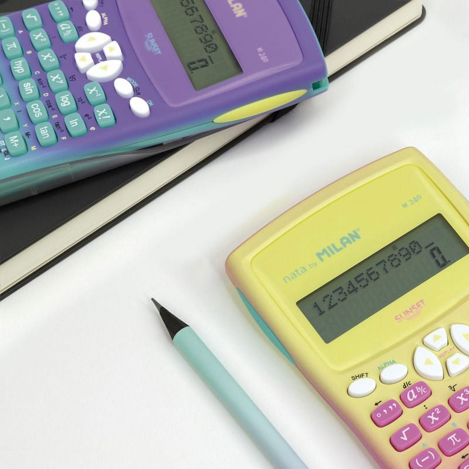 MILAN M240 Scientific Calculator with Case, Battery Power, Multicolor Sunset Green, New, High School