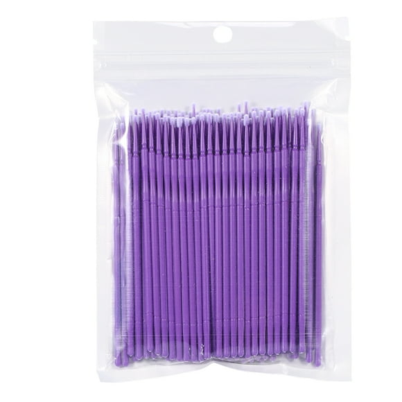 Salmue 4 Colores 100PCS / Bolsa Pinceles Aplicadores Micro Desechables, Pinceles de Extensión de Pesta?as Desechables para Pinceles de Maquillaje, Pincel de Limpieza de Pegamento de Pesta?as(Morado) Ecomeon no