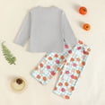 thumbnail image 4 of TOWED22 Infant Halloween Outfit Toddler Baby Girl Boy Pumpkin Embroidery Long Sleeve Sweatshirt Pants Clothes Fall Winter,Light Gray,3-6 M, 4 of 6