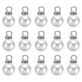 thumbnail image 1 of Unique Bargains Pendentifs Perles Factices 14 mm, Lot de 100 Perles Rondes Imitation Perle avec Strass, Argent Blanc, 1 of 6