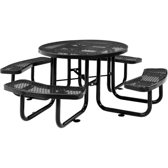Global Industrial 46" Round Steel Picnic Table, Black