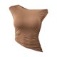 thumbnail image 5 of mfyjkho Camisetas Sin Mangas De Talla Grande, Tops Cortos Casuales Sin Mangas Para Mujer, Camisetas Lisas De Moda Con Fruncido Y Hombros Descubiertos Tops Casuales Para Mujer M, 5 of 6